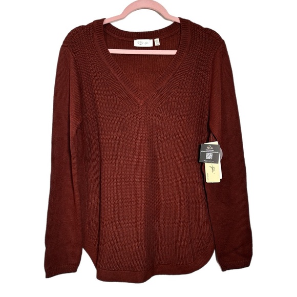 NWT STITCH FIX RD STYLE Women's Sz L Long Sleeve Josslyn V Neck Sweater Rust - Picture 9 of 13